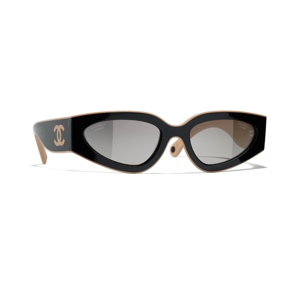 Chanel Cat Eye Sunglasses Black & Beige